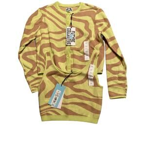 FUTURE COLLECTIVE Zebra print Cardigan and halter top set Sz XXS